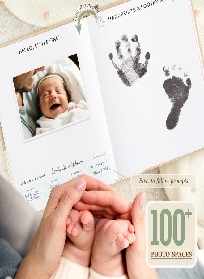 Lanpn Hello Baby Memory Book for Boy Girl - Linen Hardcover Baby Book Keepsake for New Parents - Newborn Baby First 5 Year Journal Scrapbook Photo Album Baby Milestone Book (Blue, 154 Pages) - Image 4